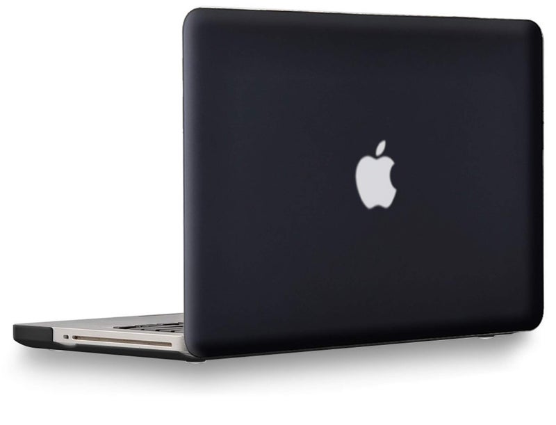 UESWILL Compatible with MacBook Pro 15 inch with CD-ROM (Late 2008-Mid 2012 Release) Model A1286, Smooth Matte Hard Shell Case Cover + Microfibre Cleaning Cloth, Black - Image 1